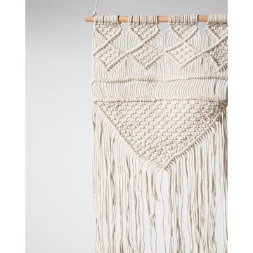 Boho Διακοσμητικό Τοίχου Macrame με Κρόσσια Navi 40x70cm 40x70cm Μπεζ - 