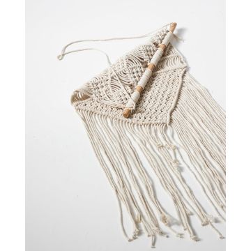 Boho Διακοσμητικό Τοίχου Macrame με Κρόσσια Navi 40x70cm 40x70cm Μπεζ - 