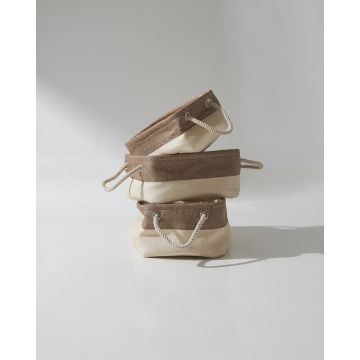 Boho Οικολογικό Μπεζ Καλάθι με Καφέ Φάσα Sasha 3 Μεγέθη Μπεζ