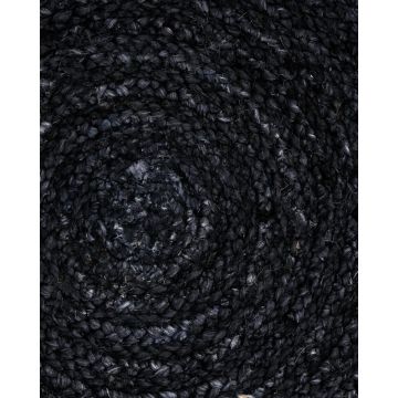 Ψάθα Μαύρο Στρογγυλό Πλεκτό Σουπλά από Γιούτα Dark 45cm Μαύρο - 