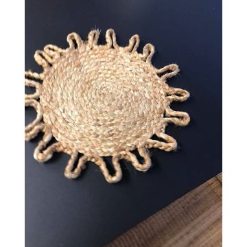 Ψάθα Στρογγυλό Πλεκτό Σουπλά από Γιούτα Zig-Zag Φάσα Manhattan σε Δυο Διαστάσεις Μπεζ - 