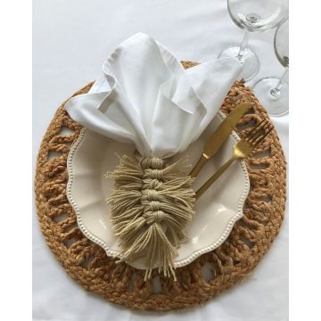 Ψάθα Πλεκτό Στρογγυλό Σουπλά από Γιούτα Shiloh Φ35cm Διάμετρος 35cm Μπεζ - 