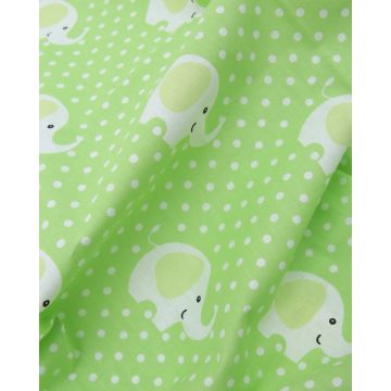 Βαμβακερό Βρεφικό Λαχανί Σεντόνι Λίκνου Elephant 80x110cm Λίκνου (80x110cm) Λαχανί - 