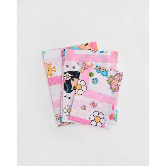 Βαμβακερό Βρεφικό Σεντόνι Λίκνου με Λάστιχο Cute Girl 60x90+15cm Λίκνου (60x90+15cm) Ροζ