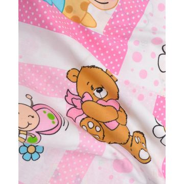 Βαμβακερό Βρεφικό Σεντόνι Λίκνου με Λάστιχο Cute Girl 60x90+15cm Λίκνου (60x90+15cm) Ροζ - 