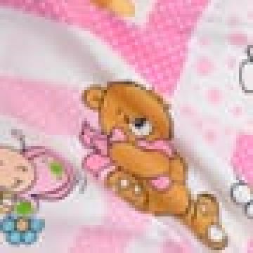 Βαμβακερό Βρεφικό Σεντόνι Λίκνου με Λάστιχο Cute Girl 60x90+15cm Λίκνου (60x90+15cm) Ροζ - 