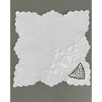 Βαμβακερό Πετσετάκι Γλυκού με Ανεβατό Κέντημα & Γλώσσες Vento 30x30cm 30x30cm Άσπρο