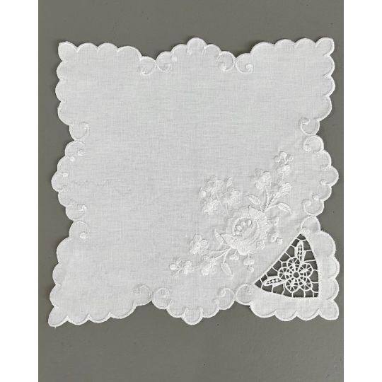 Βαμβακερό Πετσετάκι Γλυκού με Ανεβατό Κέντημα & Γλώσσες Vento 30x30cm 30x30cm Άσπρο