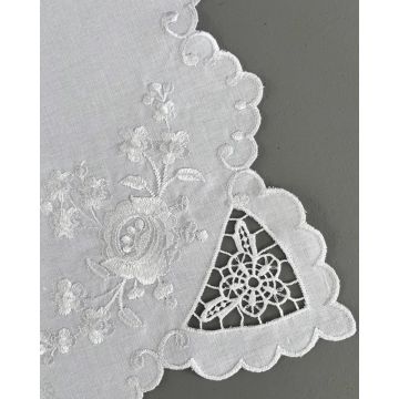 Βαμβακερό Πετσετάκι Γλυκού με Ανεβατό Κέντημα & Γλώσσες Vento 30x30cm 30x30cm Άσπρο - 