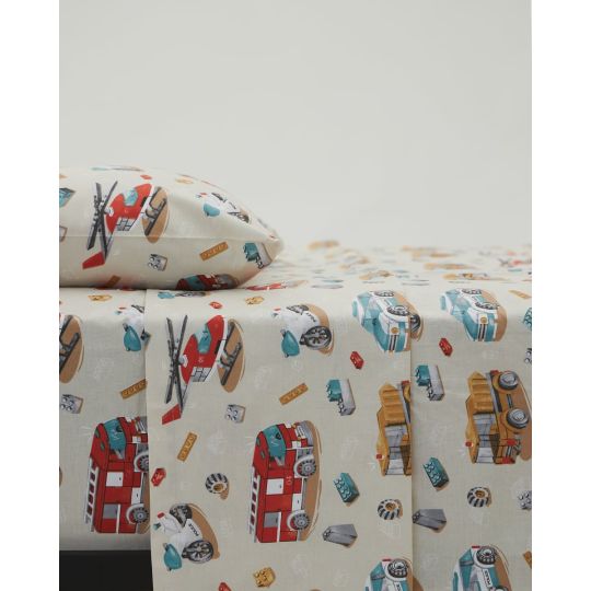 Βαμβακερό Σετ 3 Τεμαχίων Παιδικά Σεντόνια Fire Police Dptm 160x240cm Μονή (160x240cm)