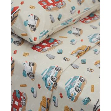 Βαμβακερό Σετ 3 Τεμαχίων Παιδικά Σεντόνια Fire Police Dptm 160x240cm Μονή (160x240cm) - 