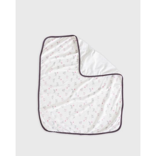 Βρεφική Βαμβακερή Κουβέρτα Λίκνου Λευκή με Λαγούς Γάτες και Ρέλι Baby Hug 90x70cm.  Λίκνου (90x70cm)