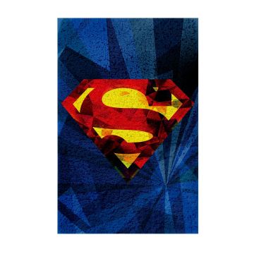 Παιδικό Χαλί Superman Logo Warner Bros σε 2 Διαστάσεις Μπλε - 