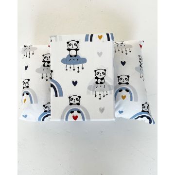 Βαμβακερό Σετ 3 Τεμαχίων Παιδικά Σεντόνια Sweet Panda 160x260cm Μονή (160x260cm) - 