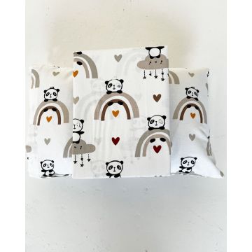 Βαμβακερό Σετ 3 Τεμαχίων Παιδικά Σεντόνια Sweet Panda 160x260cm Μονή (160x260cm) - 