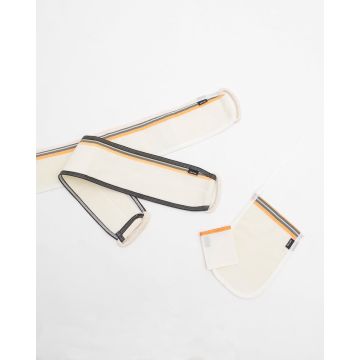 Υφαντό Γάντι Μπάνιου με Γκρι και Κίτρινη Ρίγα Sponge 18x26cm One Size (18x26cm) Εκρού - 