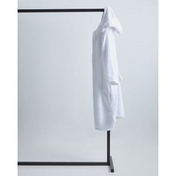 Unisex Βαμβακερό Πετσετέ Λευκό Μπουρνούζι με Πλισέ Γιακά & Κουκούλα Adore - 