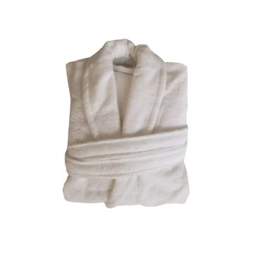 Βαμβακερό Λευκό Βελουτέ Μπουρνούζι Πετσετέ Εσωτερικά Doble Άσπρο