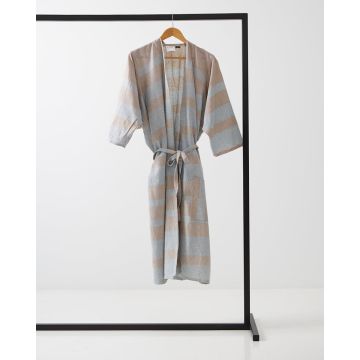 Unisex Βαμβακερό Ριγέ Μπουρνούζι Κιμονό Αργαλειού Margarita One Size