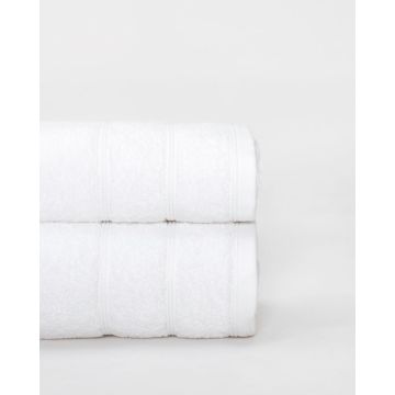 Βαμβακερή Λευκή Πετσέτα με Ανάγλυφες Ρίγες Dixon 620gsm.  - 