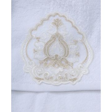 Βαμβακερή Πετσέτα Χειρός με Μοτιφ Εκρού Society 30x50cm Χειρός | 30x50cm Άσπρο - 