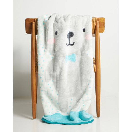 Βρεφική Βελουτέ Κουβέρτα Κούνιας Bear Prince με Ψηφιακή Εκτύπωση 100x140cm Κούνιας (100x140cm) Σιέλ