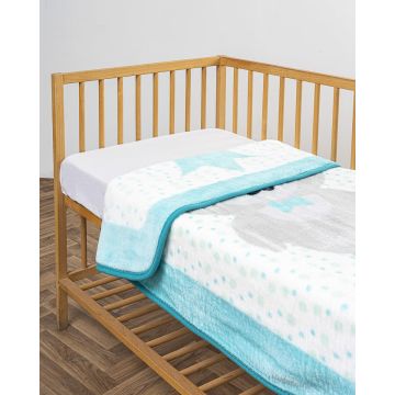 Βρεφική Βελουτέ Κουβέρτα Κούνιας Bear Prince με Ψηφιακή Εκτύπωση 100x140cm Κούνιας (100x140cm) Σιέλ - 