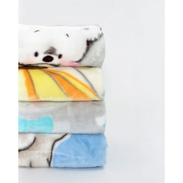 Βρεφική Βελουτέ Κουβέρτα Κούνιας Bear Prince με Ψηφιακή Εκτύπωση 100x140cm Κούνιας (100x140cm) Σιέλ - 