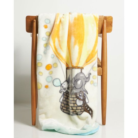 Βρεφική Βελουτέ Κουβέρτα Κούνιας Air Balloon με Ψηφιακή Εκτύπωση 100x140cm Κούνιας (100x140cm) Άκουα
