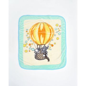 Βρεφική Βελουτέ Κουβέρτα Κούνιας Air Balloon με Ψηφιακή Εκτύπωση 100x140cm Κούνιας (100x140cm) Άκουα - 