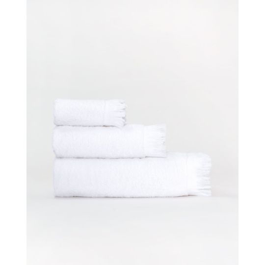 Λευκή Βαμβακερή Πετσέτα με Κρόσσια Dawn 450gsm Άσπρο