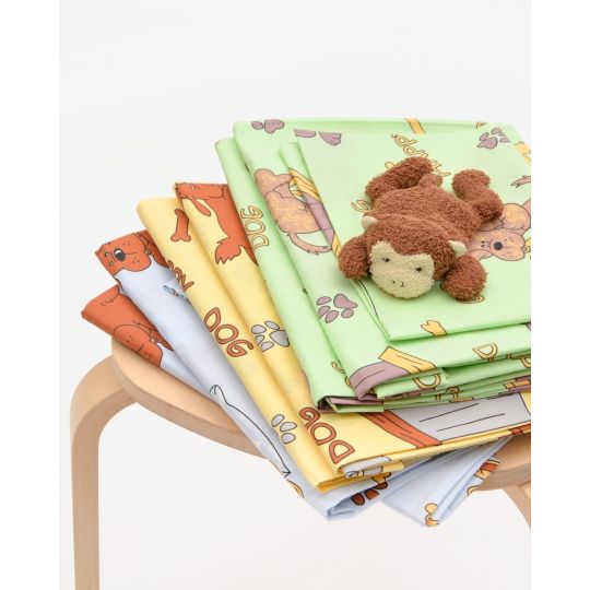 Βαμβακερό Σετ 2 Τεμαχίων Βρεφικά Σεντόνια Λίκνου Happy Dog 80x100cm σε 3 Αποχρώσεις Λίκνου (80x100cm)