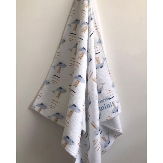 Βαμβακερή Παιδική Πετσέτα Θαλάσσης Whale on Balloon 70x150cm Θαλάσσης | 70x150cm