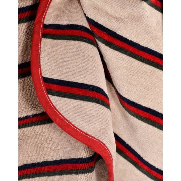 Βαμβακερό Βελουτέ Ζακάρ Παιδικό Πόντσο Πισίνας Ριγέ Μπέζ-Κόκκινο Hicky  One Size (45x50cm) Μπεζ - 