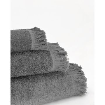 Βαμβακερή Πετσέτα με Κρόσσια Dawn 450gsm σε 3 Αποχρώσεις Λουτρού | 100x160cm Ανθρακί - 