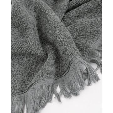 Βαμβακερή Πετσέτα με Κρόσσια Dawn 450gsm σε 3 Αποχρώσεις Λουτρού | 100x160cm Ανθρακί - 