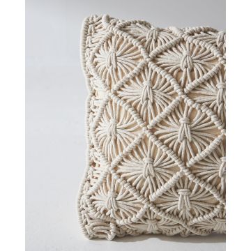 Boho Βαμβακερή Macrame Μαξιλαροθήκη Φιγούρας Luna 40x40cm 40x40cm Μπεζ - 