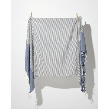 Βαμβακερό Ριγέ Παρεό με Μπλε Φάσα & Κρόσσι Mily 90x170cm Παρεό | 90x170cm Multi