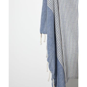 Βαμβακερό Ριγέ Παρεό με Μπλε Φάσα & Κρόσσι Mily 90x170cm Παρεό | 90x170cm Multi - 