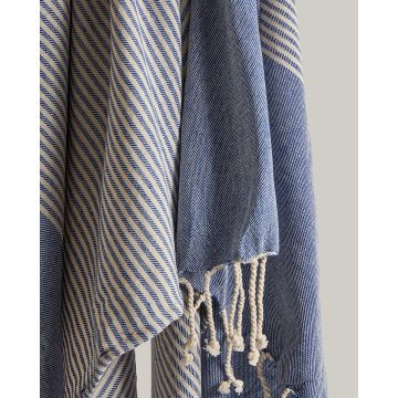 Βαμβακερό Ριγέ Παρεό με Μπλε Φάσα & Κρόσσι Mily 90x170cm Παρεό | 90x170cm Multi - 