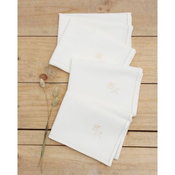Σετ 4 τεμ Πετσέτες Φαγητού Κέντημα Μαργαρίτα & Αζούρ Bo Maison 42x42cm Εκρού - 