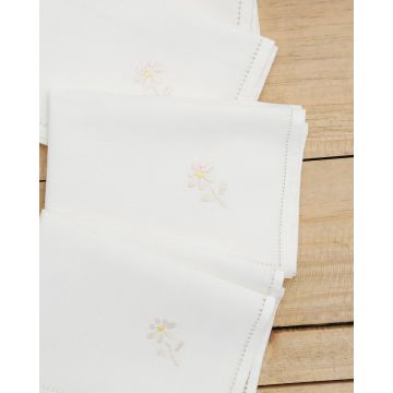 Σετ 4 τεμ Πετσέτες Φαγητού Κέντημα Μαργαρίτα & Αζούρ Bo Maison 42x42cm Εκρού - 