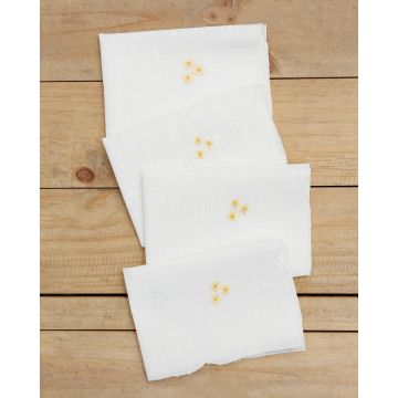 Σετ Πετσέτες Φαγητού 4 τεμ Κέντημα Μαργαρίτα  42x42cm Εκρού