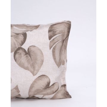 Διακοσμητική Μπεζ Μαξιλαροθήκη Monstera 40x40cm 40x40cm Μπεζ - 