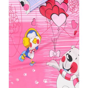 Βαμβακερό Παιδικό Ζεύγος Μαξιλαροθήκες Polar Bear & Penguin 50x70cm 50x70cm Ροζ - 