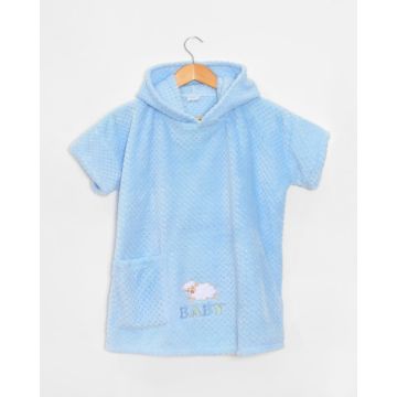 Χειμερινό Παιδικό Πόντσο Coral Fleece με Κέντημα Sweet Dreams Baby 60x65cm One Size (60x65cm) Σιέλ