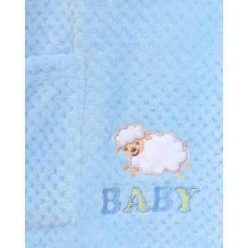 Χειμερινό Παιδικό Πόντσο Coral Fleece με Κέντημα Sweet Dreams Baby 60x65cm One Size (60x65cm) Σιέλ - 