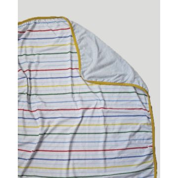 Βρεφική Βαμβακερή Κουβέρτα Λίκνου με Πολύχρωμο Ριγέ Baby Hug 90x70cm.  Λίκνου (90x70cm) Σιέλ - 