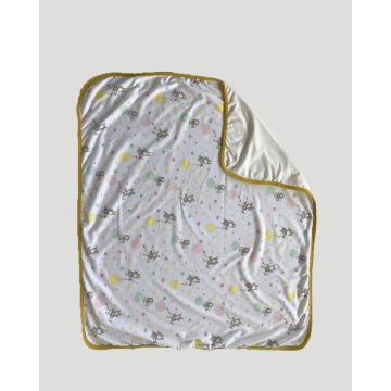 Βρεφική Βαμβακερή Κουβέρτα Λίκνου με Λαγουδάκια & Αρκουδάκια Baby Hug 90x70cm.  Λίκνου (90x70cm) Άσπρο