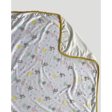 Βρεφική Βαμβακερή Κουβέρτα Λίκνου με Λαγουδάκια & Αρκουδάκια Baby Hug 90x70cm.  Λίκνου (90x70cm) Άσπρο - 
